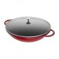 Preview: STAUB Gusseisen Wok mit Glasdeckel und Abtropfgitter, Ø 37cm / Kirsch-Rot 40509-898-0