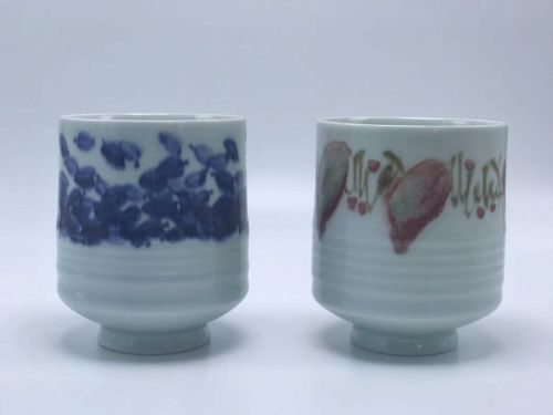 TEEKUNST Teebecherset, Jingdezhen Porzellan, roter und blauer Dekor